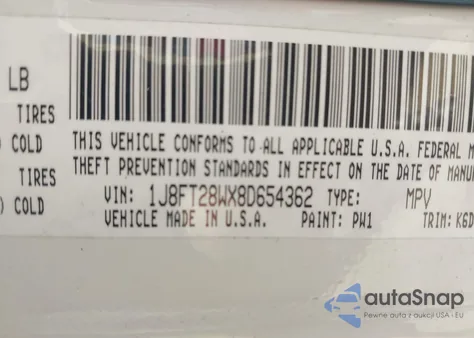 2008 Jeep Patriot Sport z USA, uszkodzony, nr VIN 1J8FT28WX8D654362